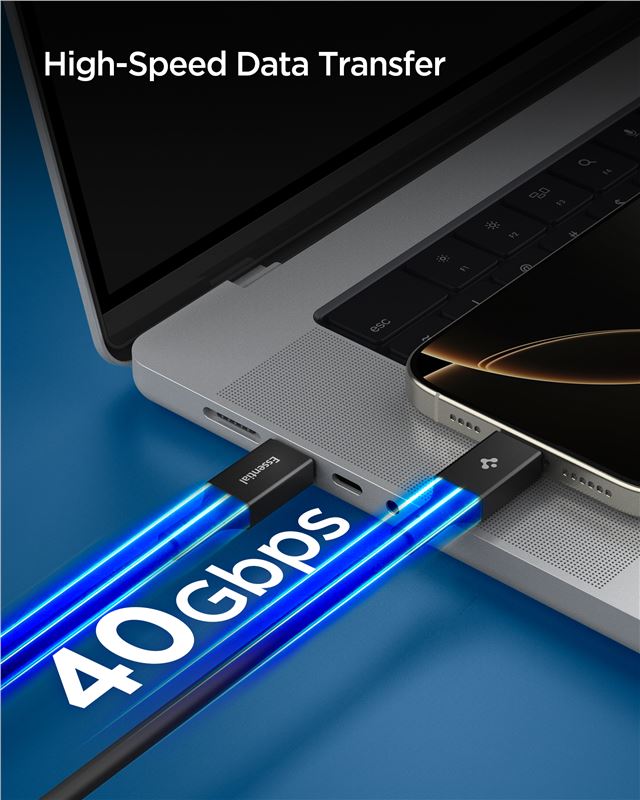 Cablu Spigen Essential USB C la USB C 240W, 1.2m, negru (iPhone 17 Pro Max, ACA09461) by www.silkase.ro